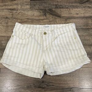 Frame lecutoff striped cuffed denim shorts